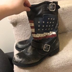 Vegan leather motorcycle boots